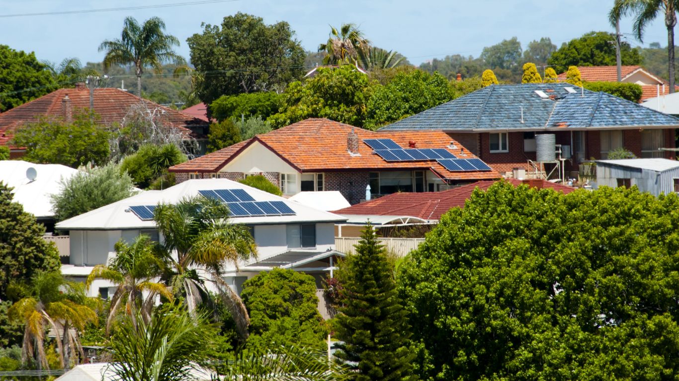 House with solar panels in the rooftop